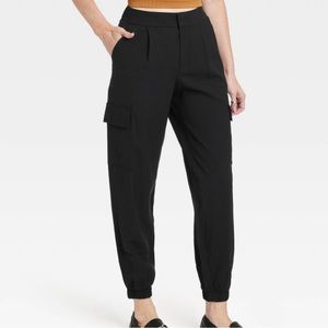 Black ankle length joggers for work